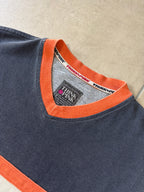Think Pink Colour Block V-Neck T-Shirt Navy Orange