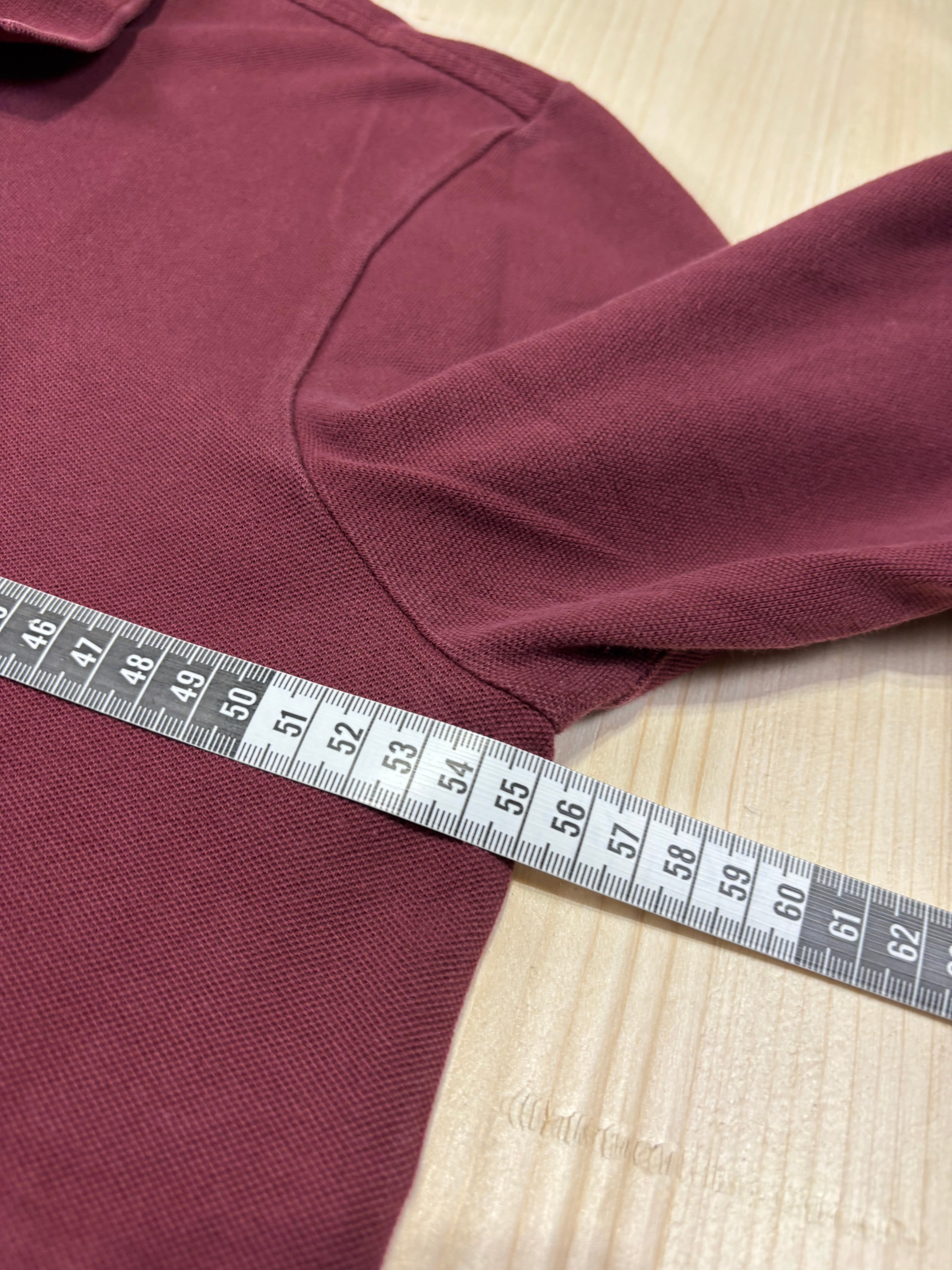 Polo Lacoste Uomo Bordeaux in Cotone a Maniche Lunghe
