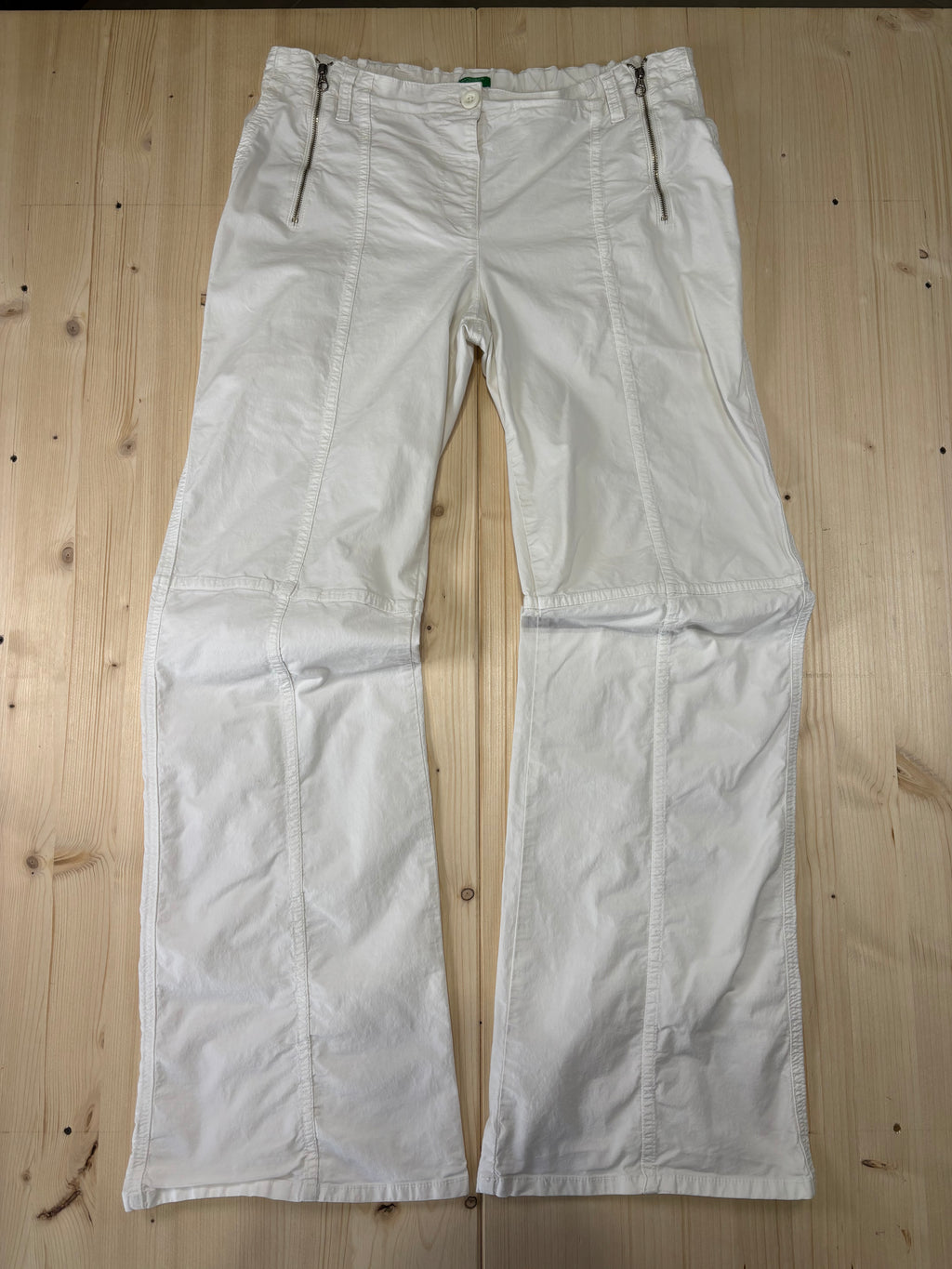 Pantalone Benetton Donna Bianco Utility Vintage
