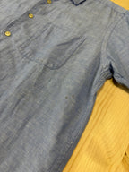 Camicia Unisex Uniqlo Azzurra in Lino Vintage