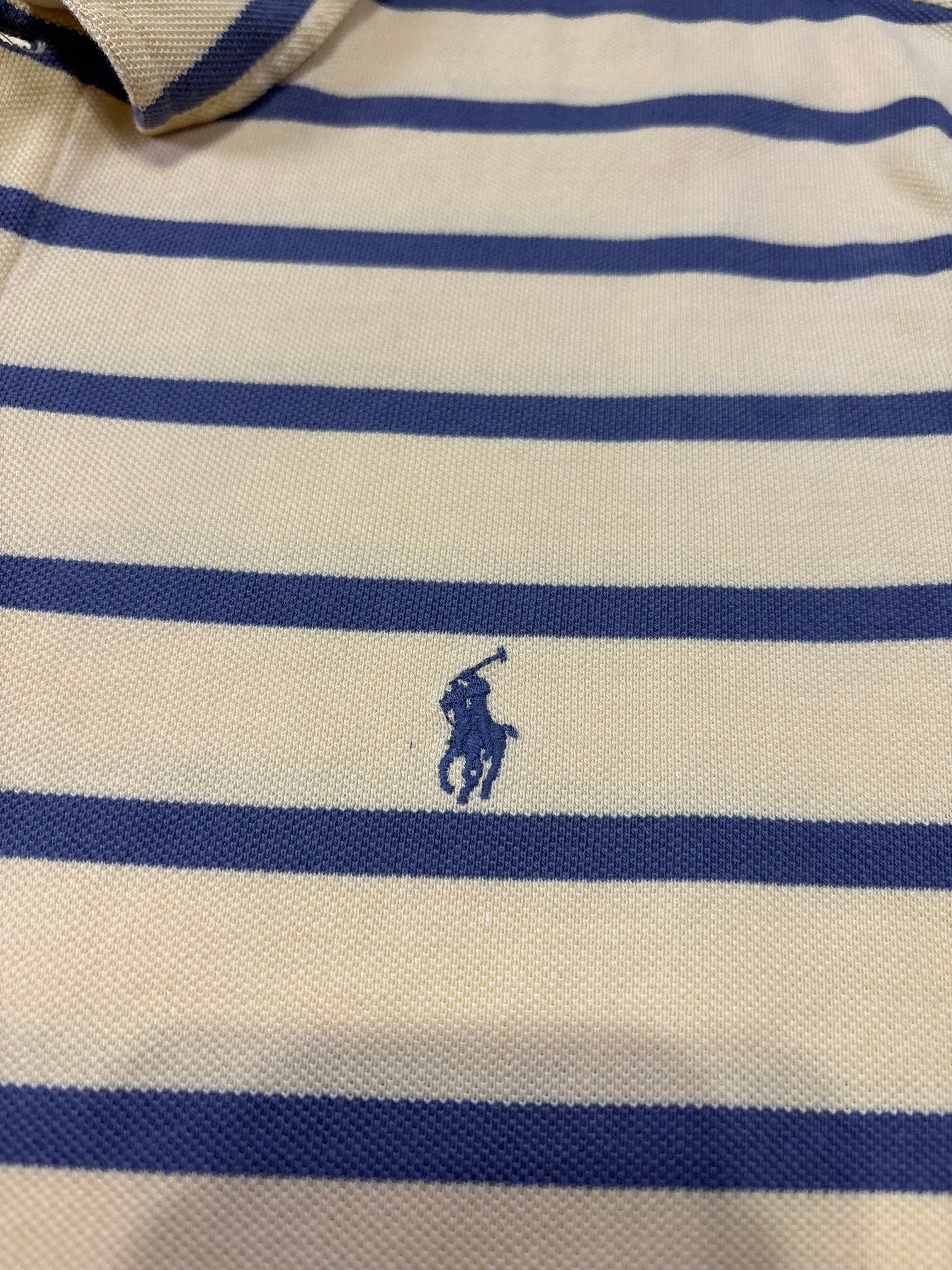 Polo Ralph Lauren Uomo Gialla a Righe Blu con Logo Ricamato