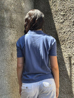 Polo Lacoste Vintage Blu Avio - Maglietta in Piqué Classica