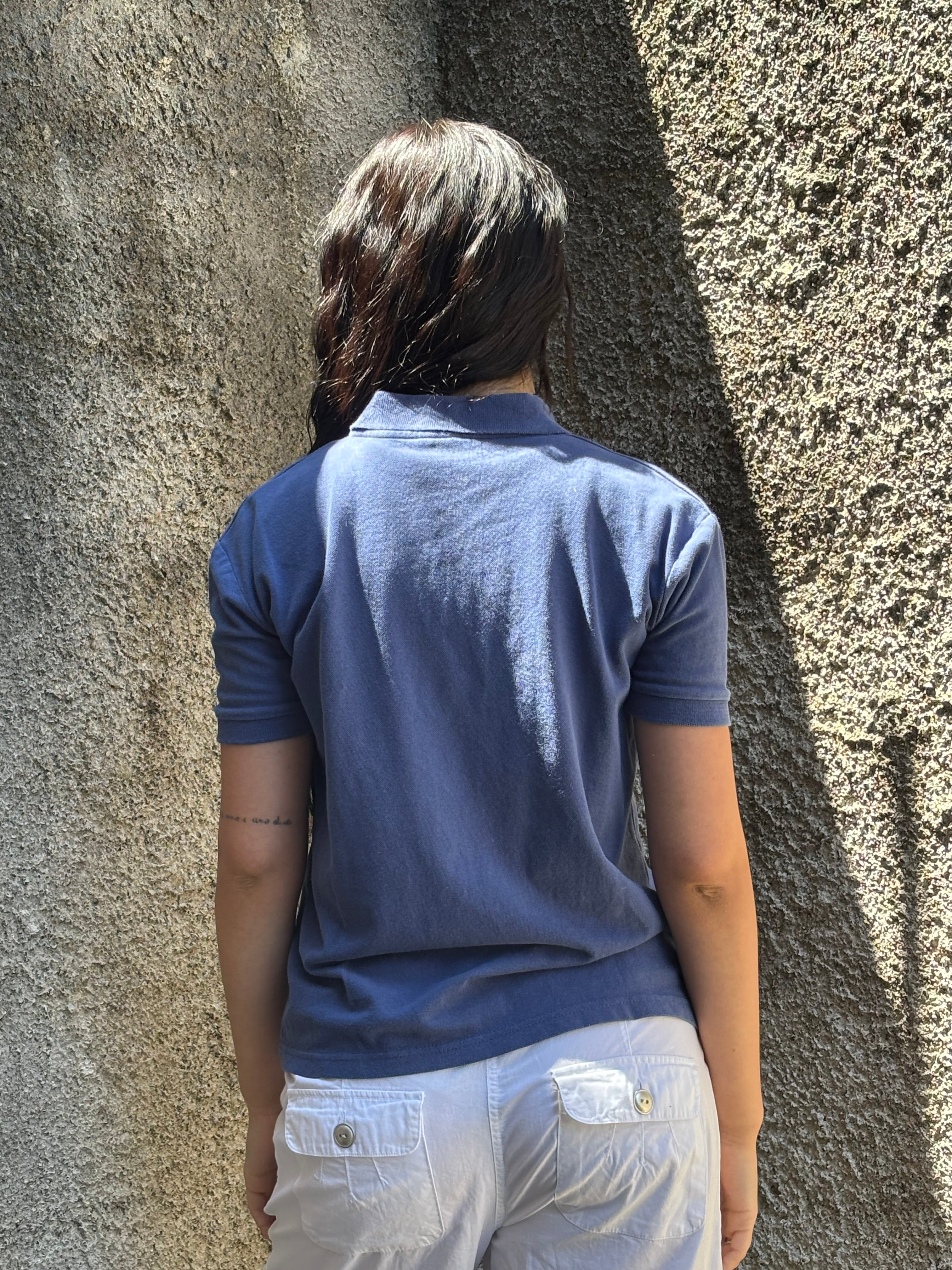 Polo Lacoste Vintage Blu Avio - Maglietta in Piqué Classica