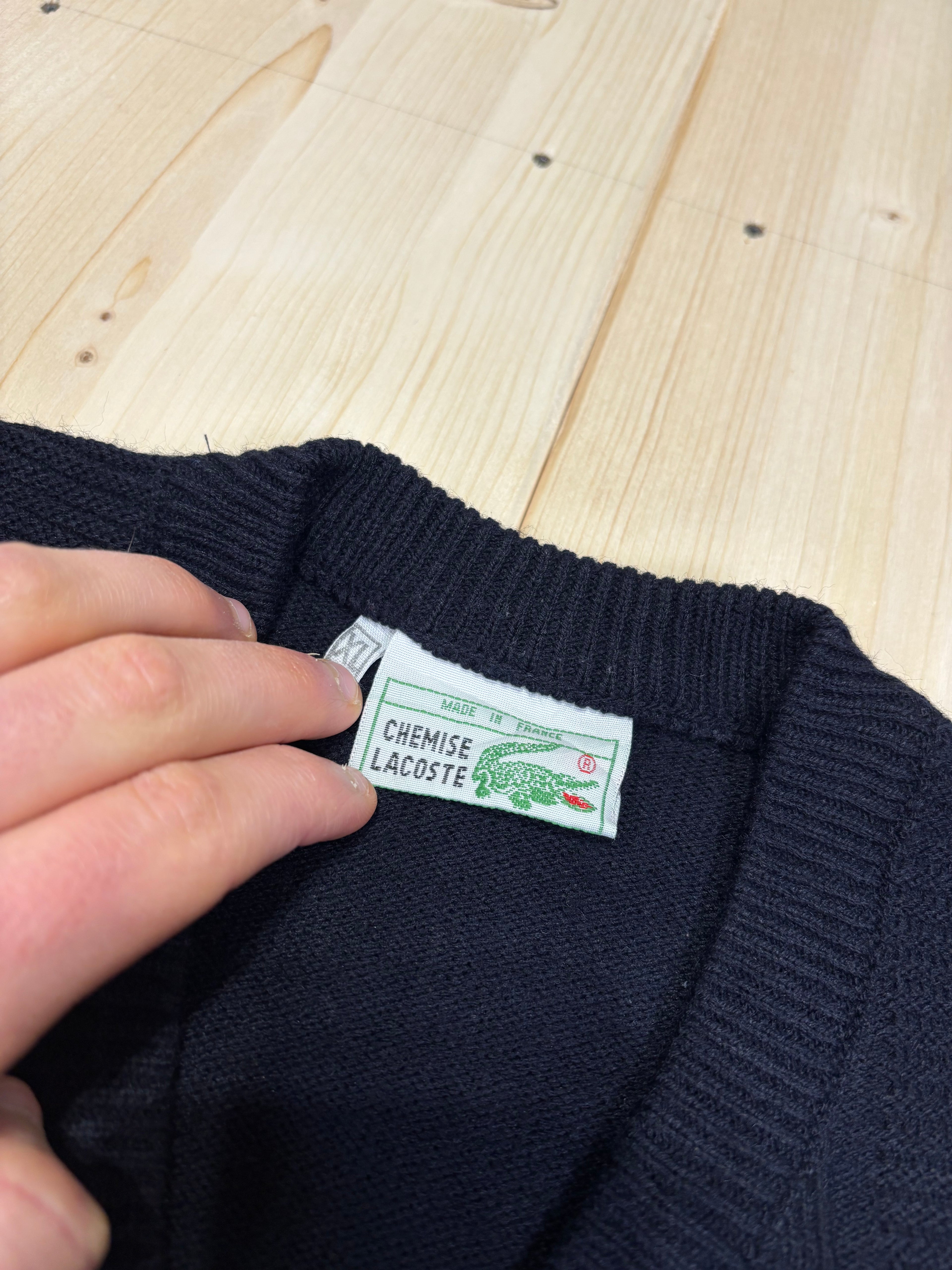 Lacoste Vintage V-Neck Sweater – Navy Blue