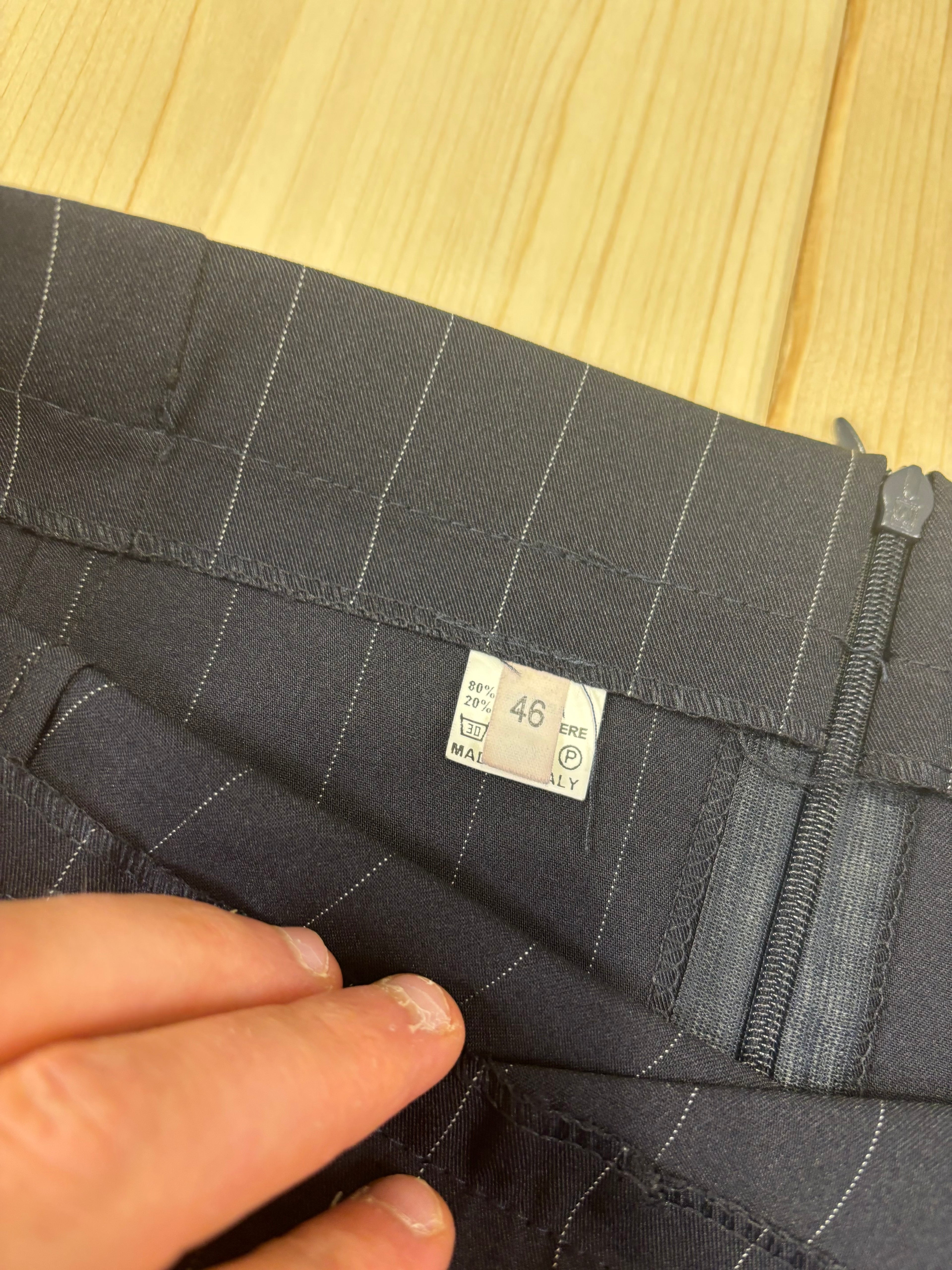 Gonna Midi Gessata Blu Navy Donna