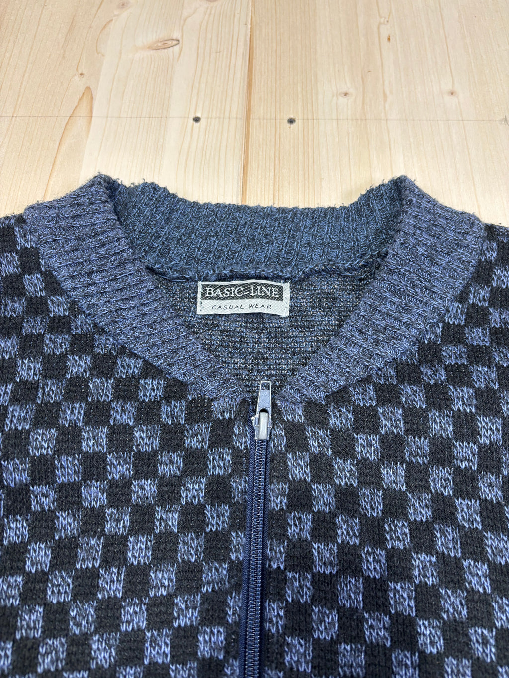 Maglione Vintage 90s con Zip in Misto Lana