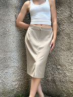 Gonna Midi Pura Lana Vergine Made in Italy Beige Donna Y2K Vintage