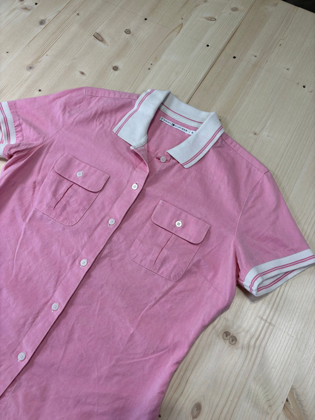 Camicia Donna Tommy Hilfiger Vintage Rosa con Colletto Bianco