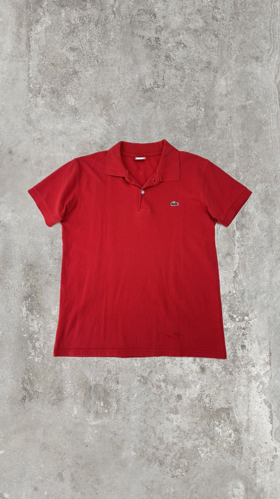 Polo Lacoste Rossa Vintage Logo Ricamato