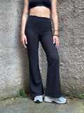 Pantalone Nero Flare Donna Vita Alta Y2K Vintage