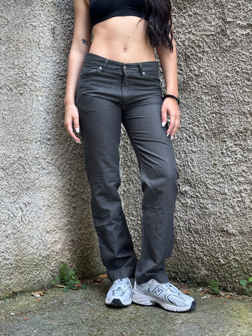 Pantalone Carven Donna Grigio Gessato Straight Vintage