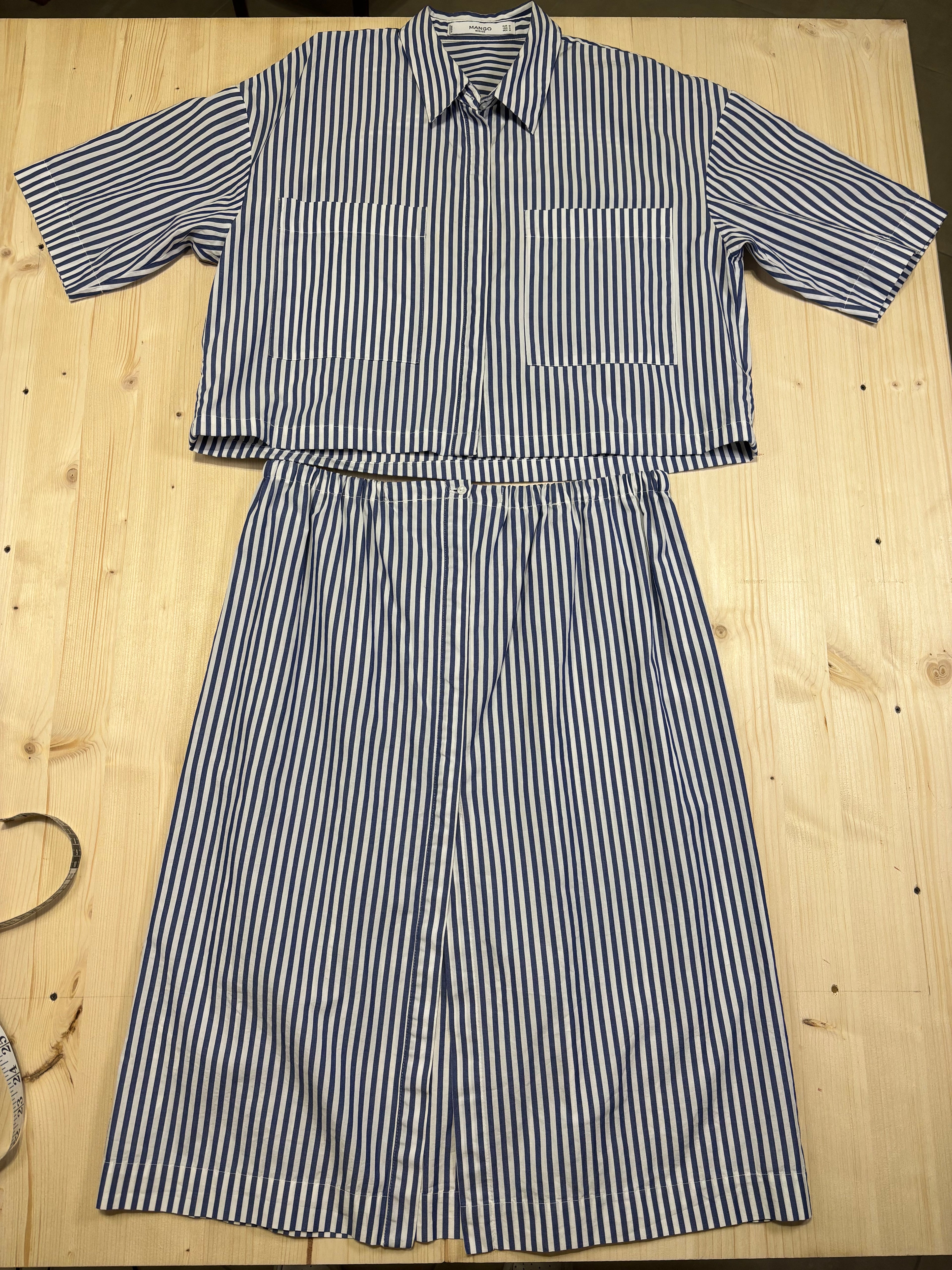 Completo Coordinato a Righe Blu e Bianco Donna Mango