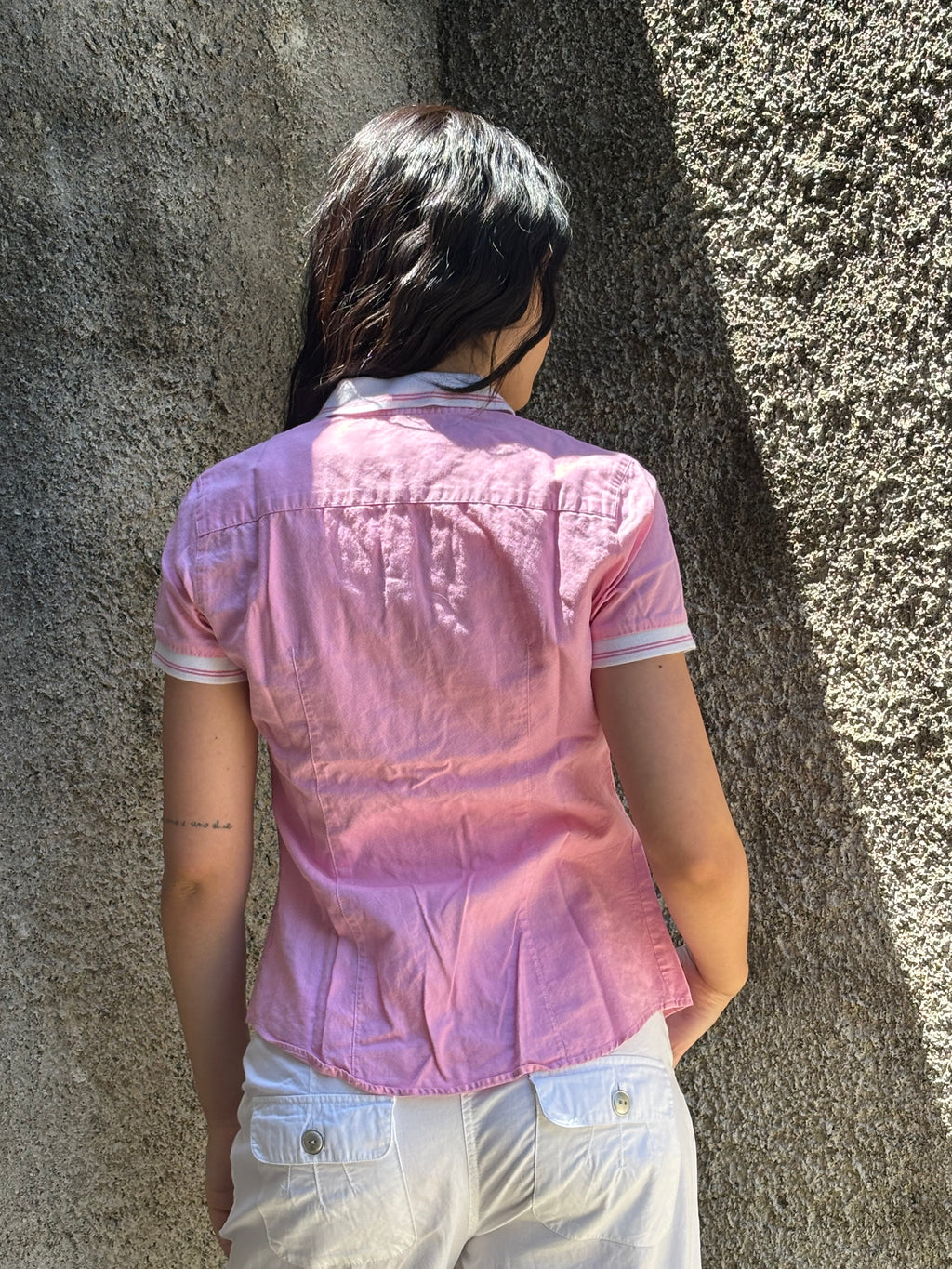 Camicia Donna Tommy Hilfiger Vintage Rosa con Colletto Bianco