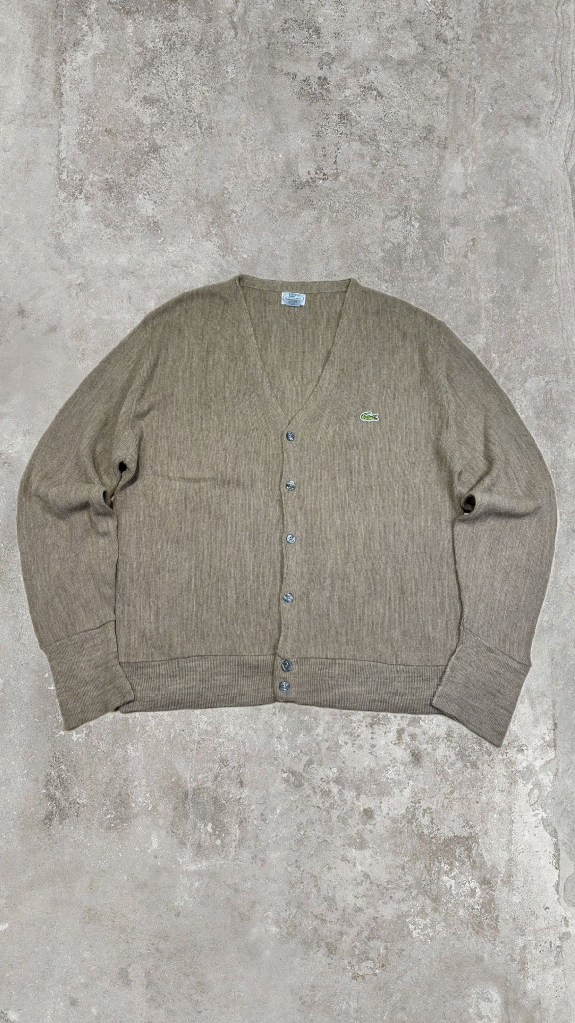 Lacoste Vintage V-Neck Cardigan – Beige