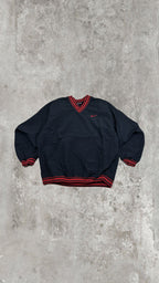 Nike Vintage 90s Black Red V-Neck Pullover Windbreaker
