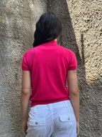T-shirt Lupetto Lacoste Donna in Cotone Rosa Fucsia
