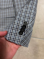 Vintage Schmitt & Lair Blazer Wool & Silk – Micro Check Blu & Bianco, Made in Germany