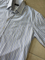 Blue & White Striped Short Sleeve Shirt