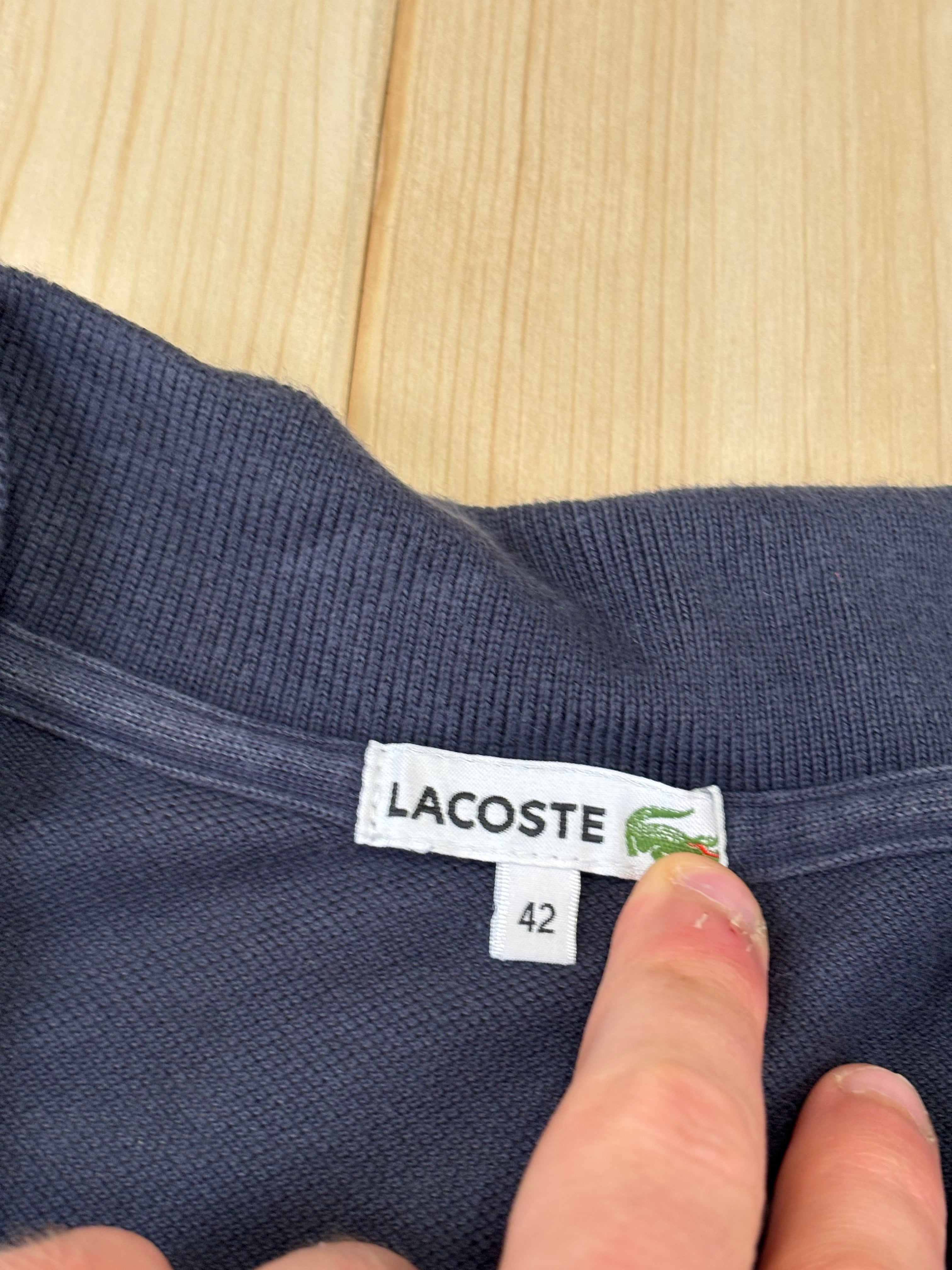 Polo Lacoste Vintage Blu Avio - Maglietta in Piqué Classica