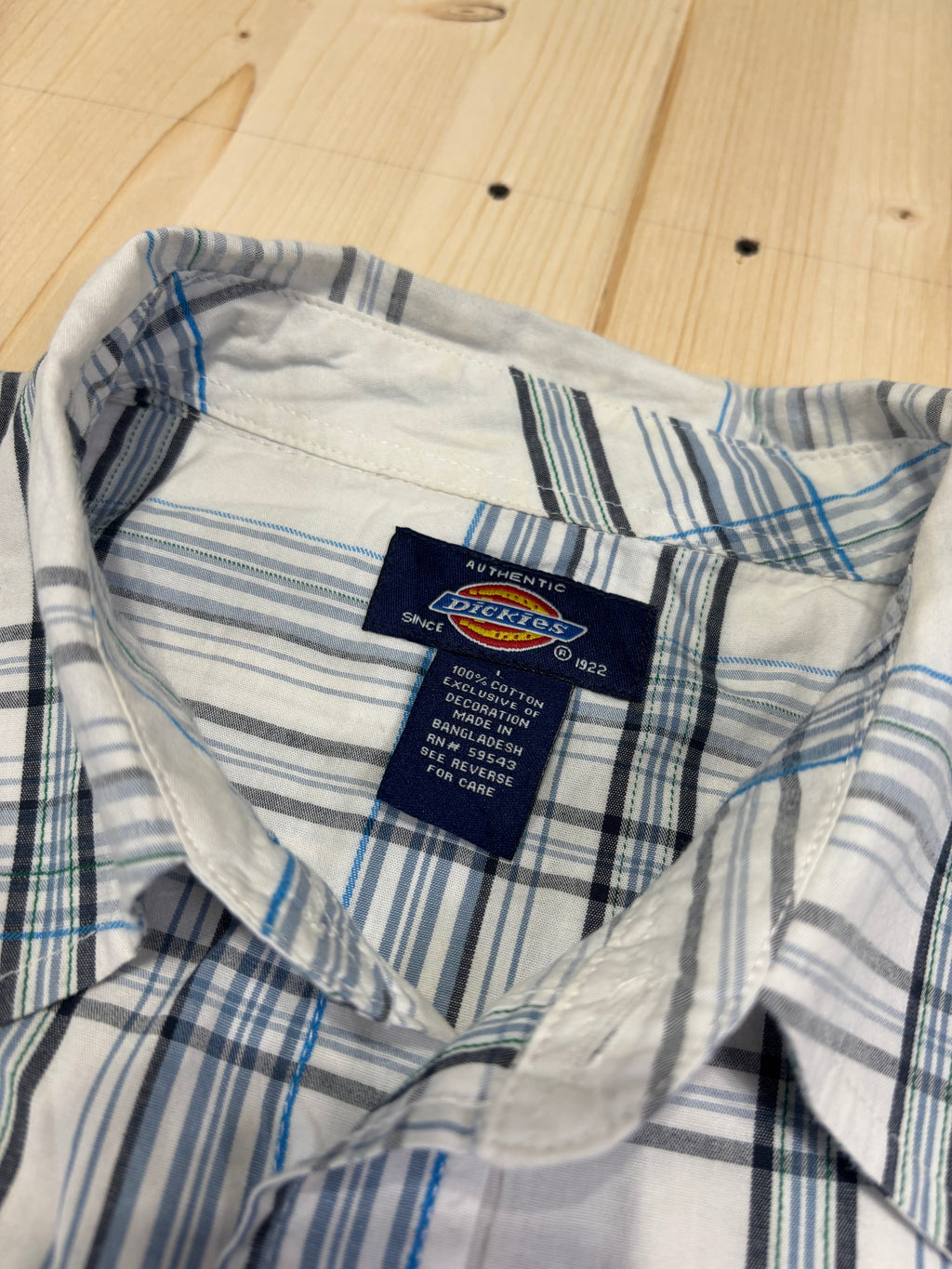 Dickies White Blue Plaid Short Sleeve Shirt
