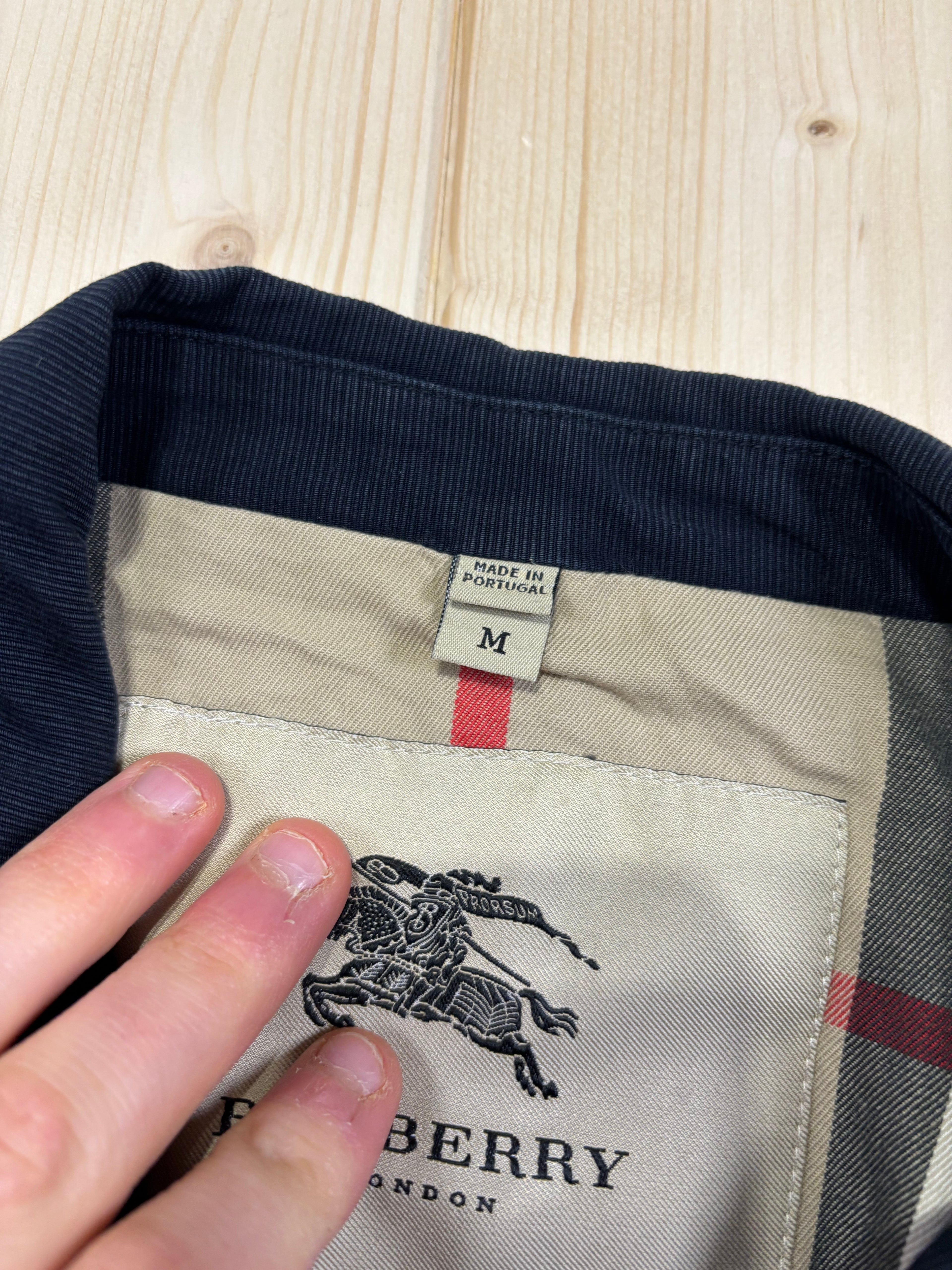 Burberry London Navy Tailored Jacket – Nova Check Lining