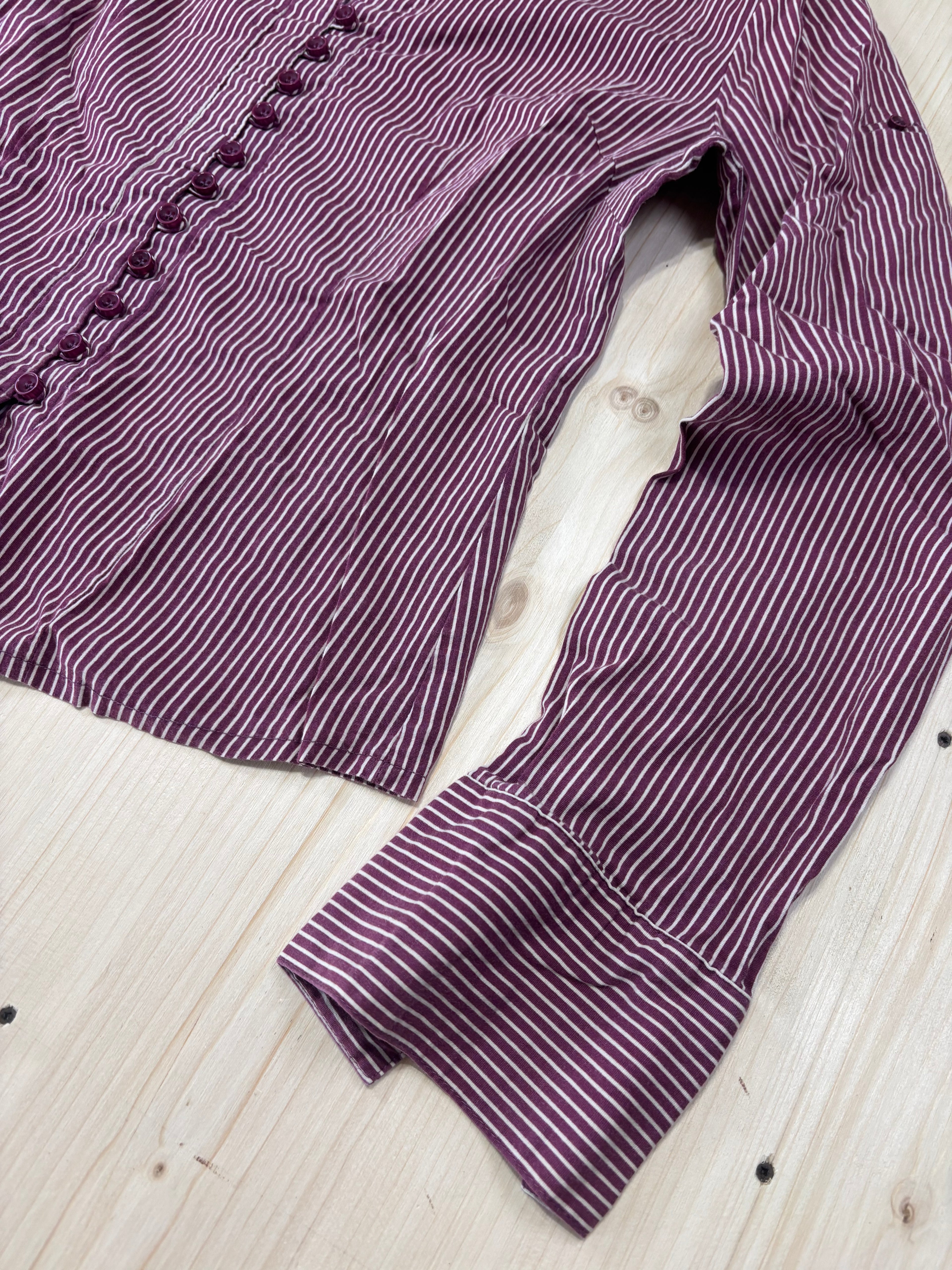 Camicia Donna a Righe Bordeaux Y2K Vintage