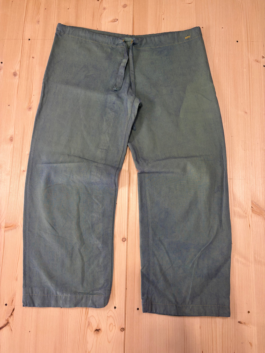 Pantalone Capri Donna Azzurro con Laccio Vintage