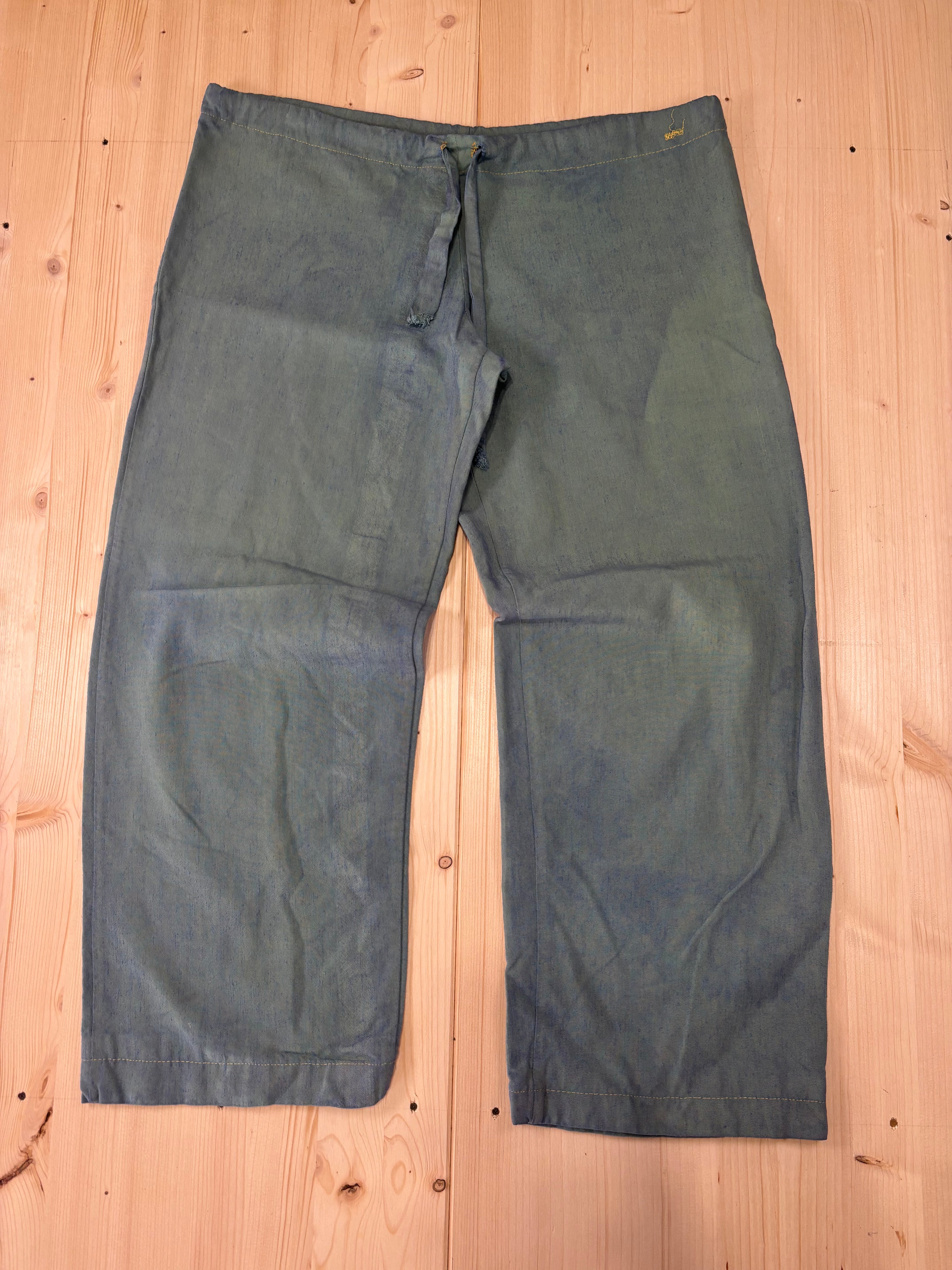 Pantalone Capri Donna Azzurro con Laccio Vintage