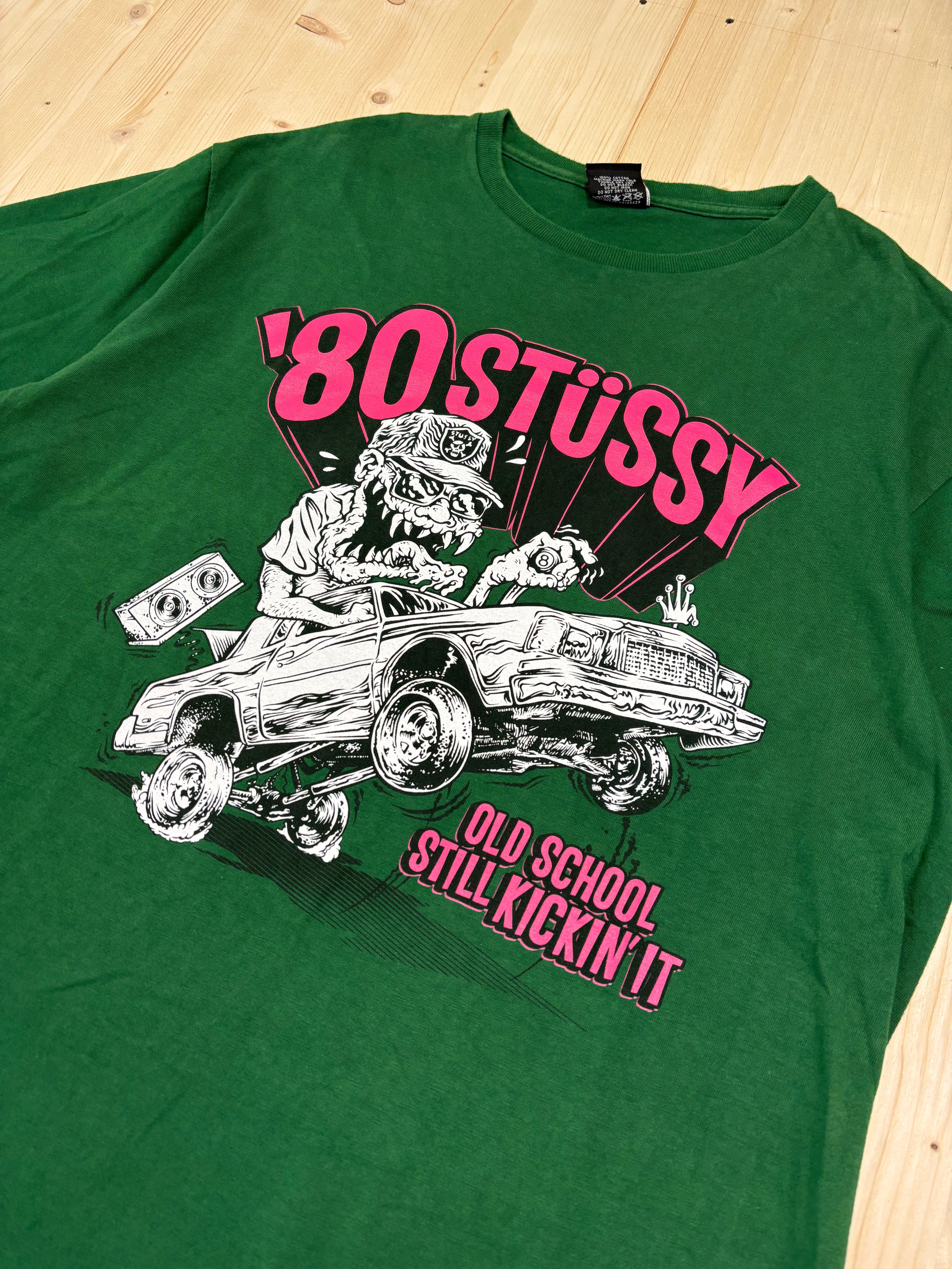 Vintage Stüssy 80s Graphic T-Shirt Green Old School Streetwear