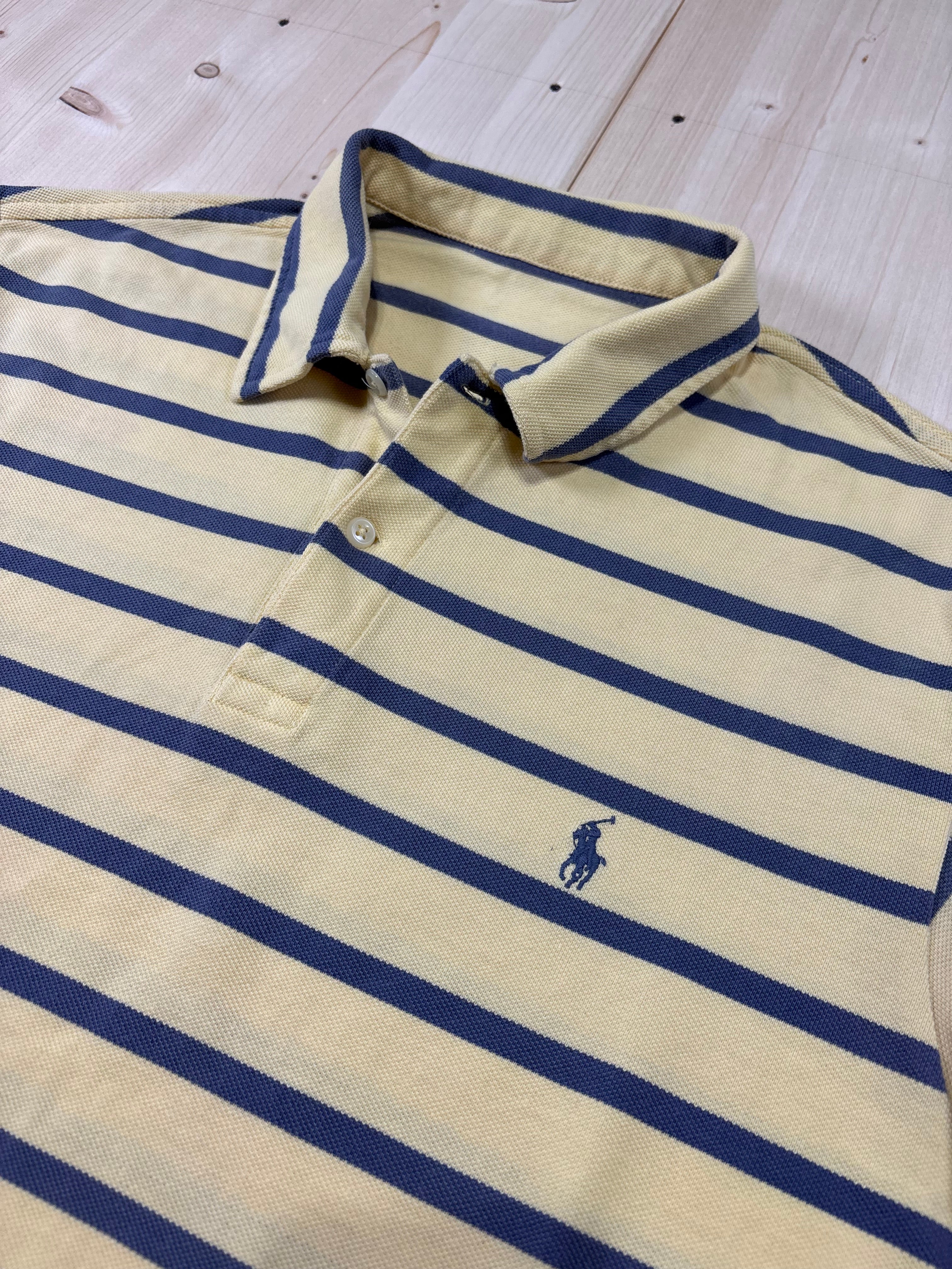 Polo Ralph Lauren Uomo Gialla a Righe Blu con Logo Ricamato