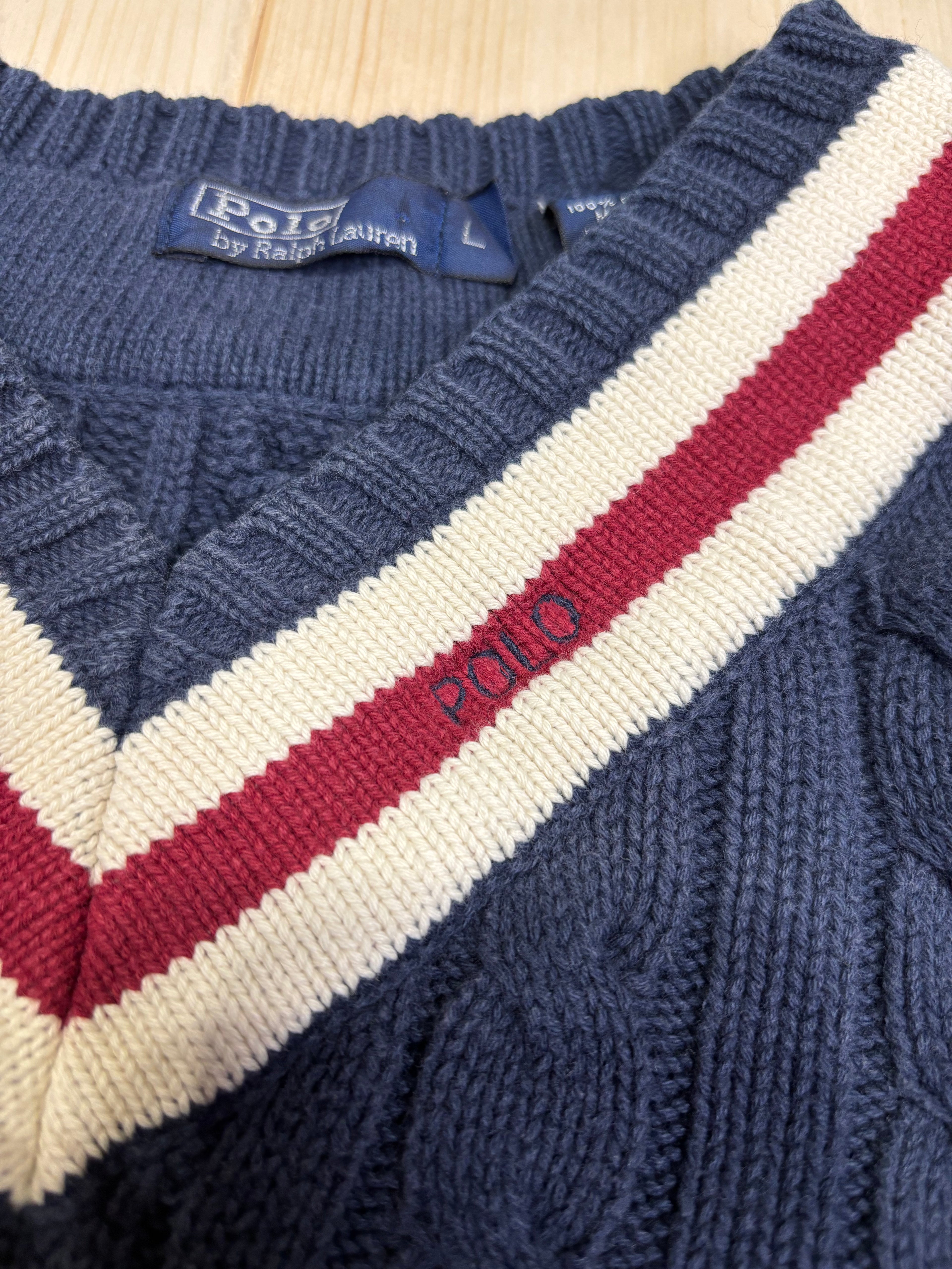 Polo Ralph Lauren Vintage V-Neck Sweater – Navy Blue