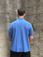 Polo Ralph Lauren Uomo Blu Royal Big Pony con Logo Arancione e Patch sulla Manica