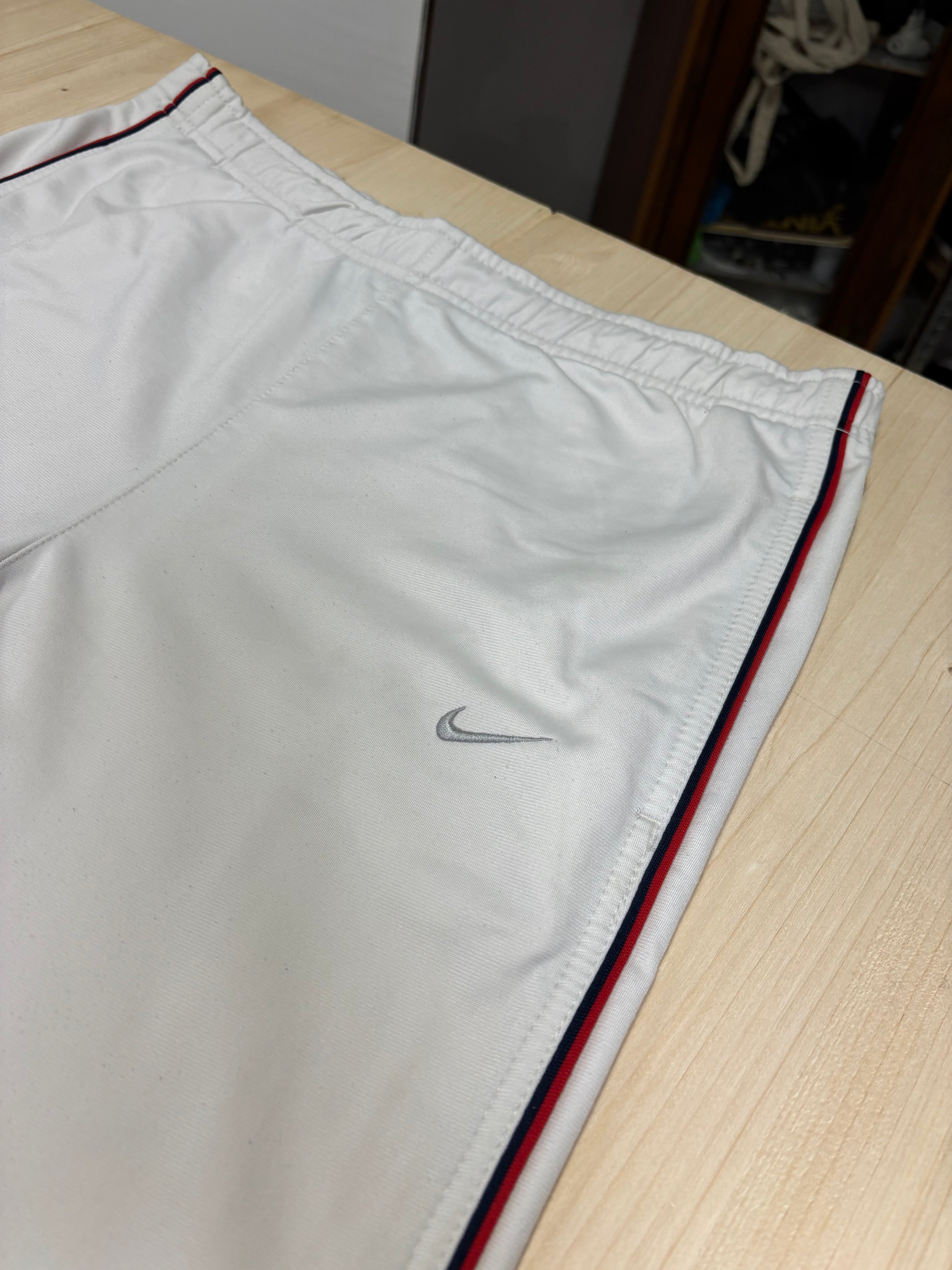 Nike Vintage White Track Pants with Red Side Piping