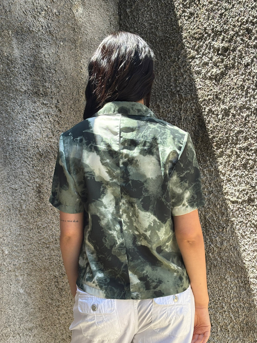 Camicia Donna Y2K Vintage Verde Effetto Tie-Dye