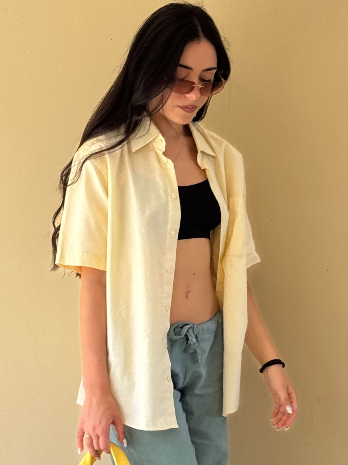 Camicia Unisex Biaggini Gialla a Manica Corta Vintage