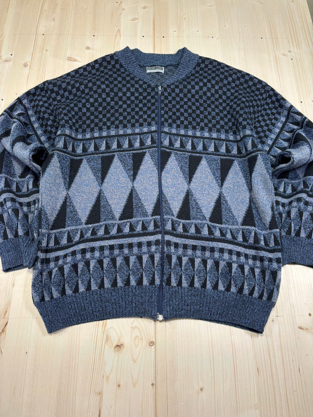 Maglione Vintage 90s con Zip in Misto Lana