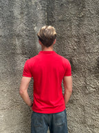 Polo Lacoste Rossa Vintage Logo Ricamato