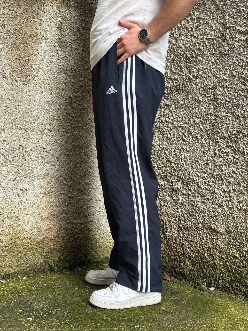 Adidas Vintage Track Pants Blu Navy Loose Fit
