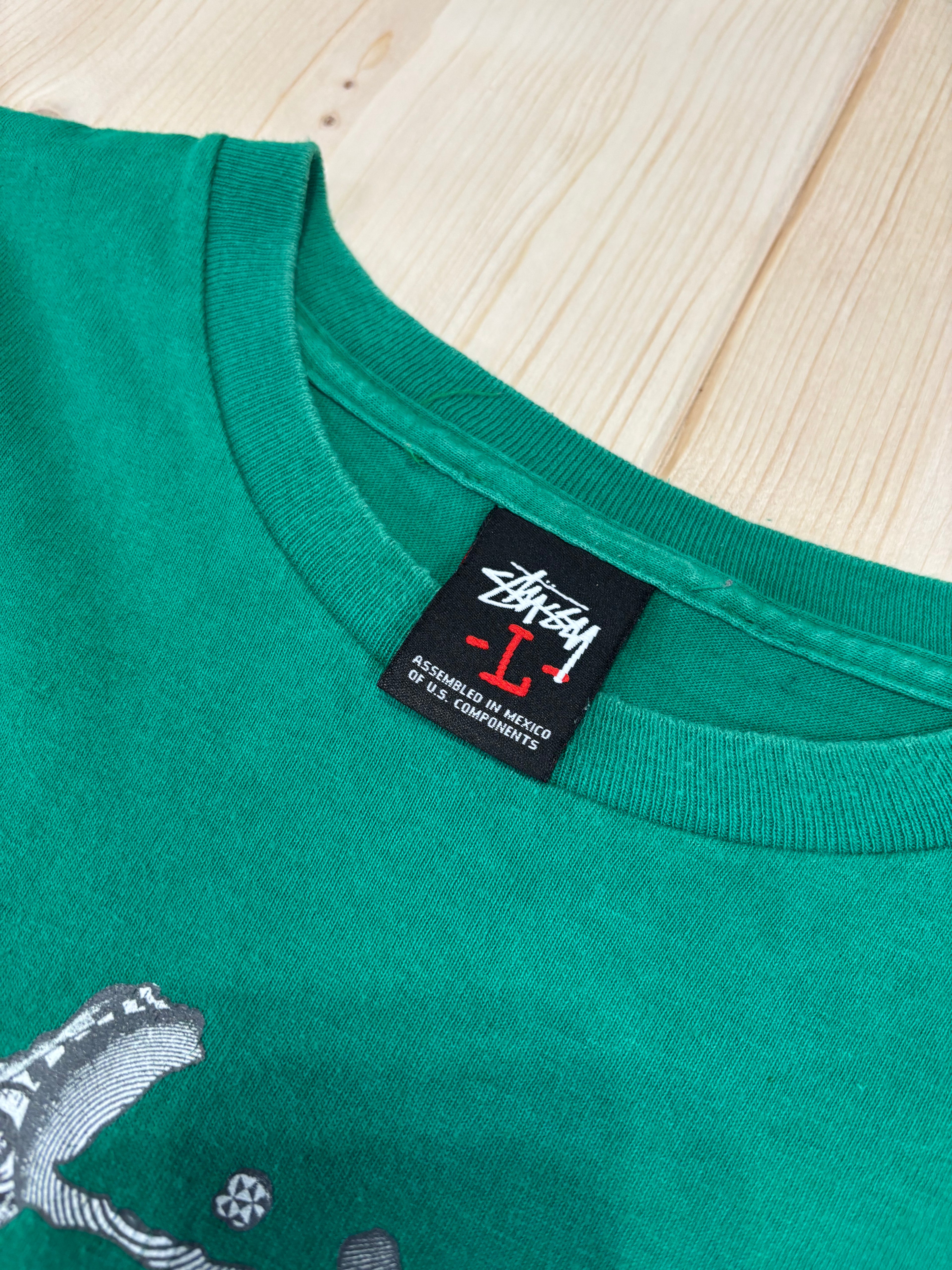 Vintage Stüssy Logo T-Shirt Green Graphic Streetwear