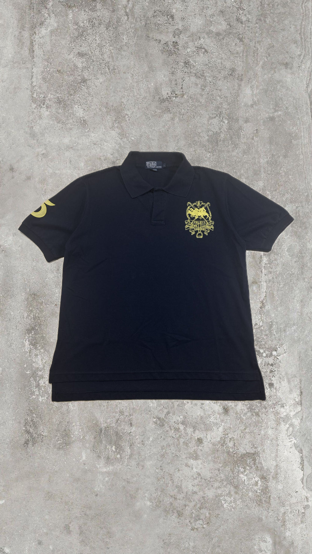 Polo Ralph Lauren Blu Notte con Maxi Stemma Giallo Oro