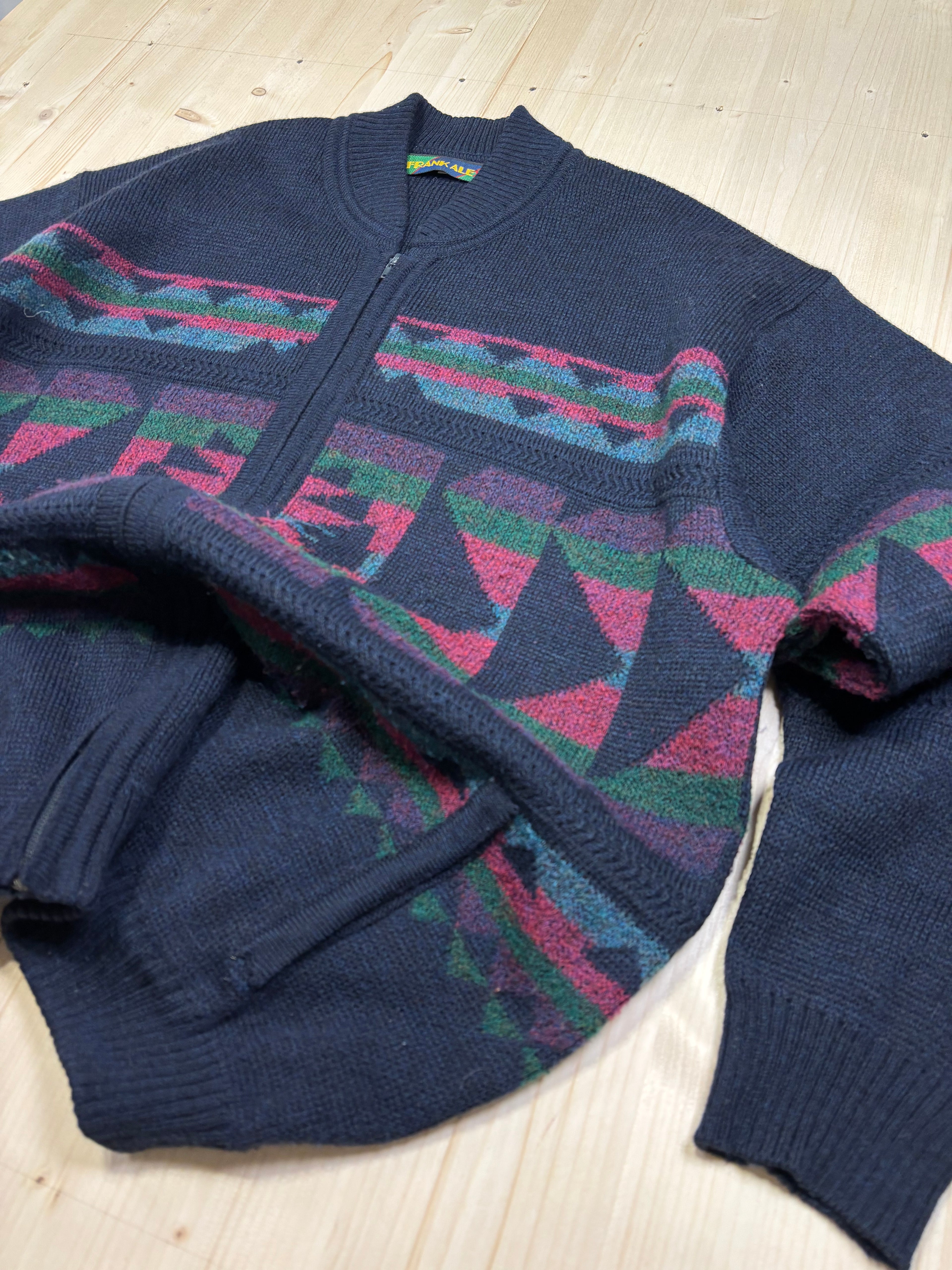 Maglione con Zip Vintage Anni 90 in Misto Lana