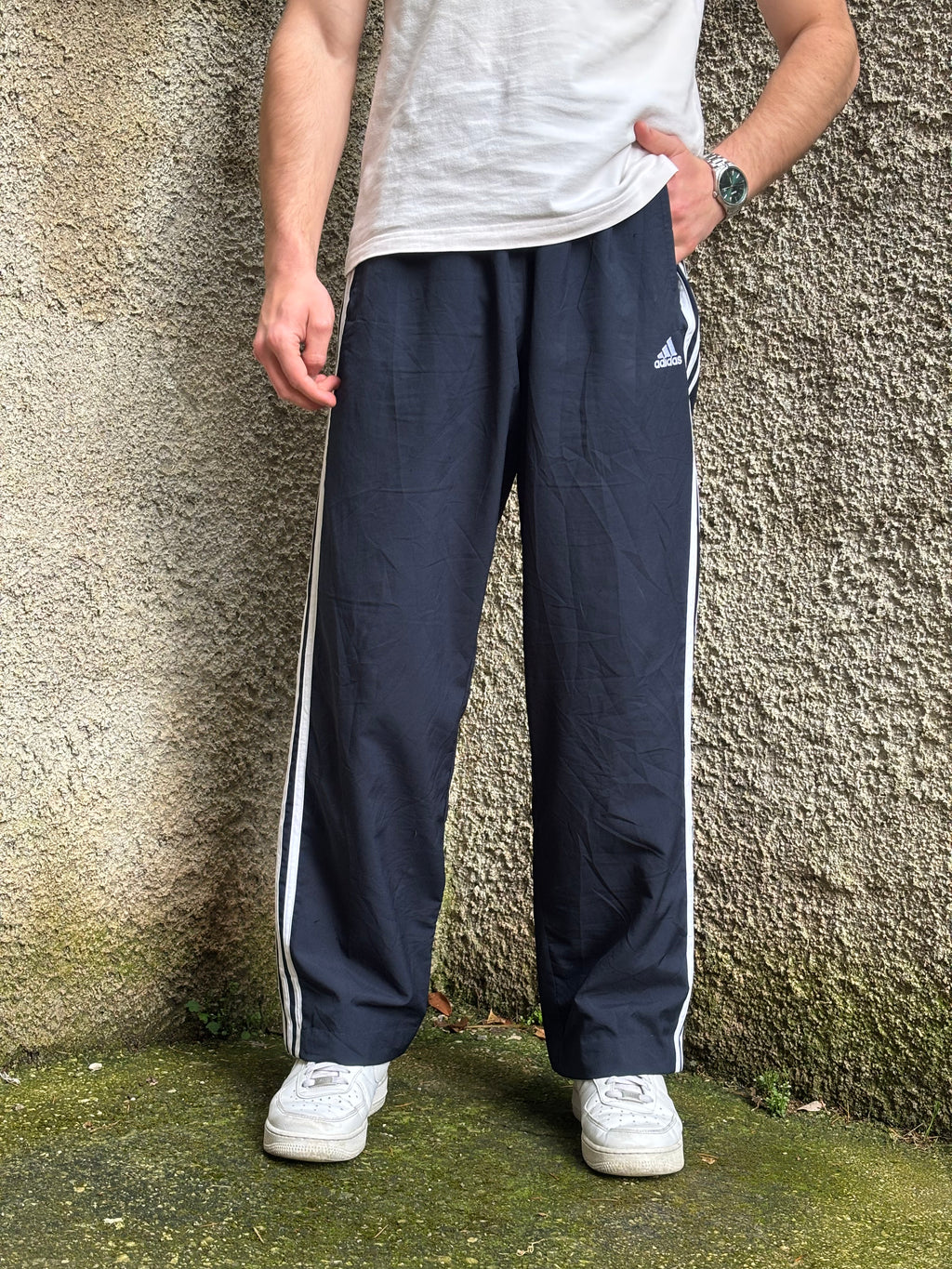 Adidas Vintage Track Pants Blu Navy Loose Fit