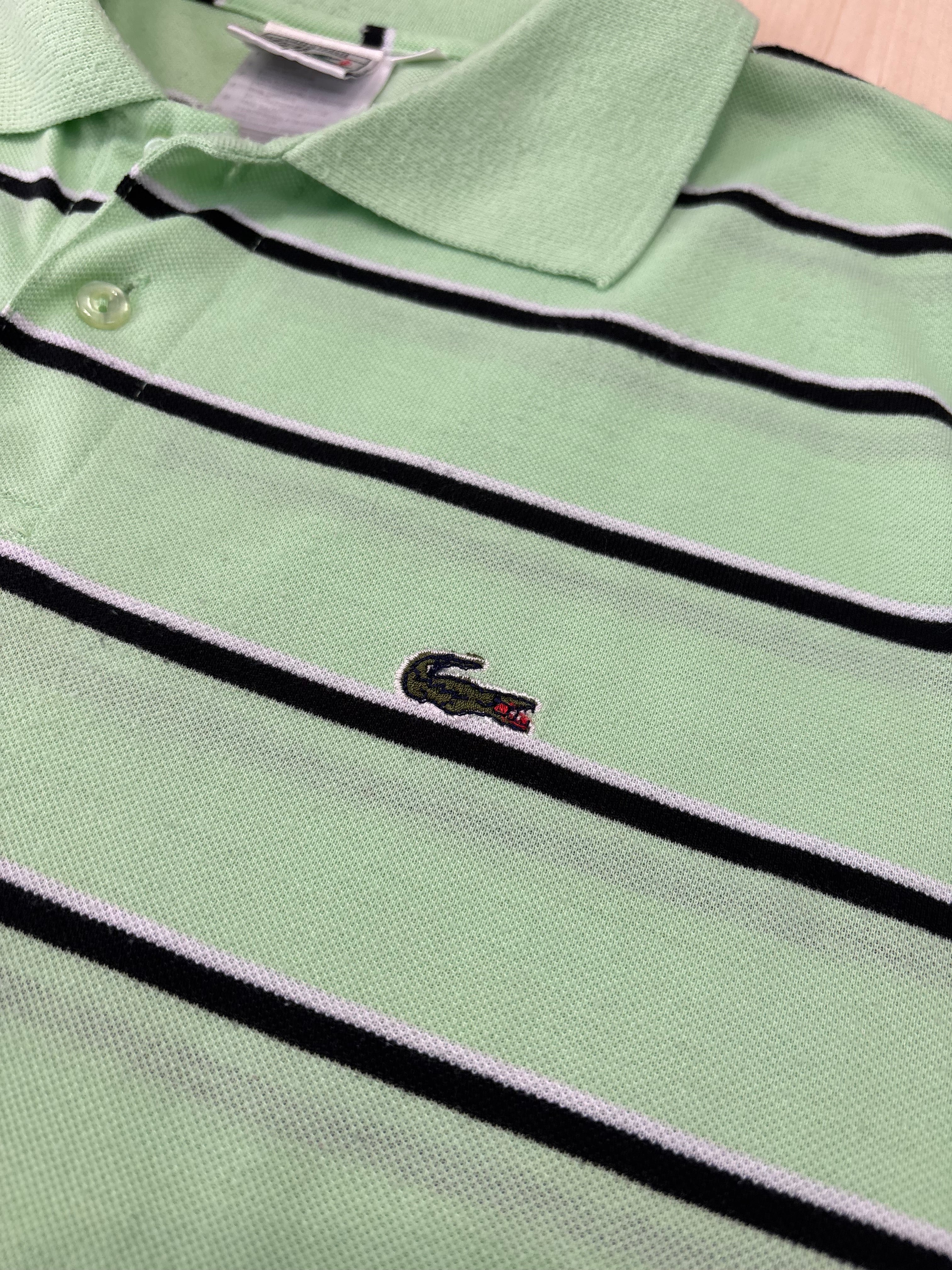 Polo Lacoste Vintage Verde Menta a Righe Uomo