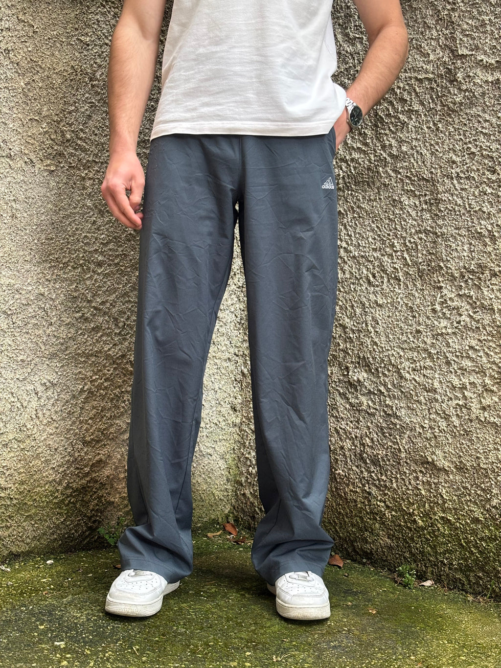 Adidas Vintage Track Pants Grigio Loose Fit