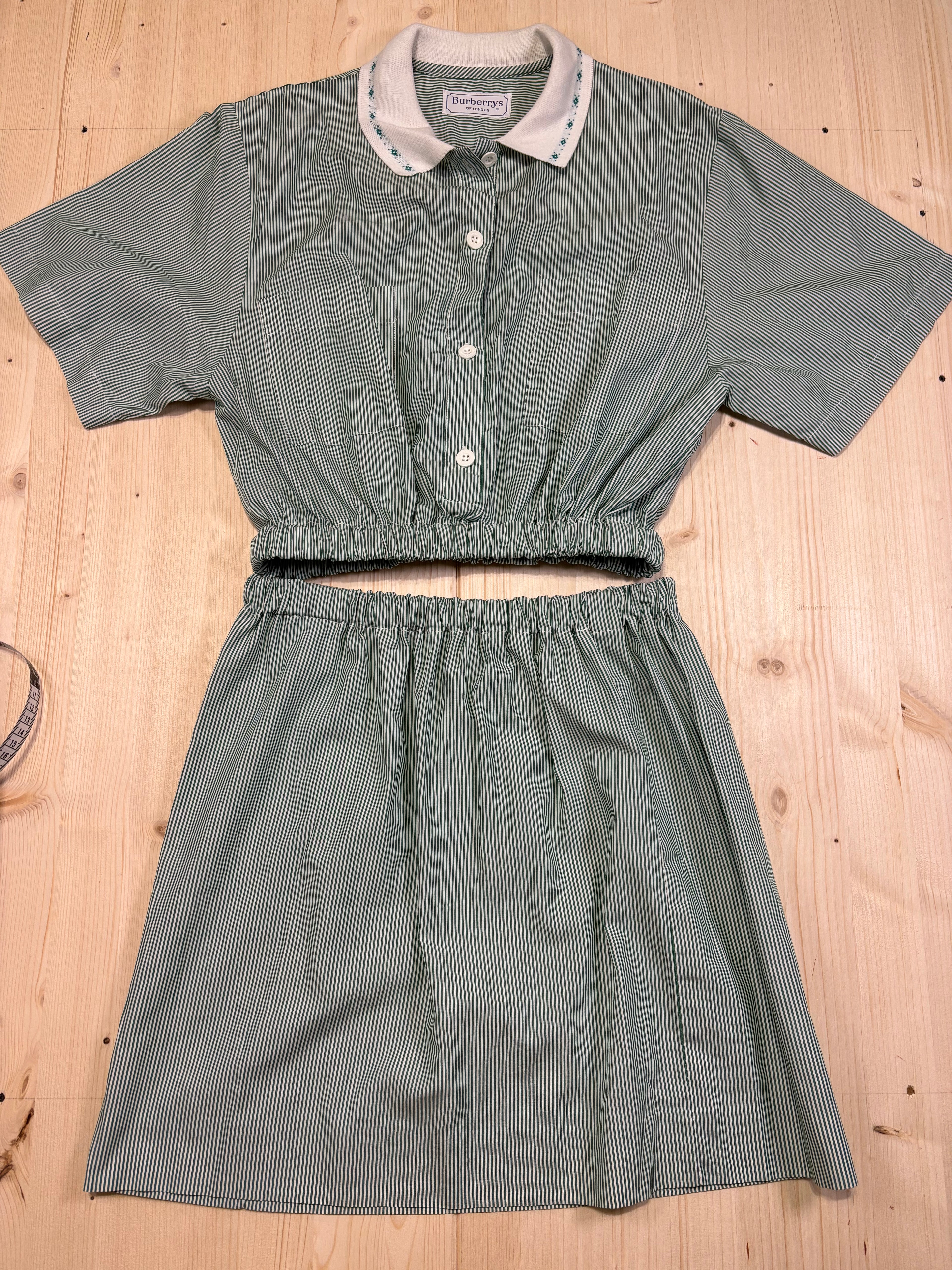 Completo Coordinato Burberrys Vintage a Righe Verdi Donna