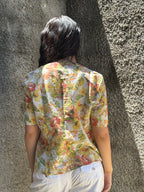 Camicia Donna Vintage Floreale in Lino e Cotone