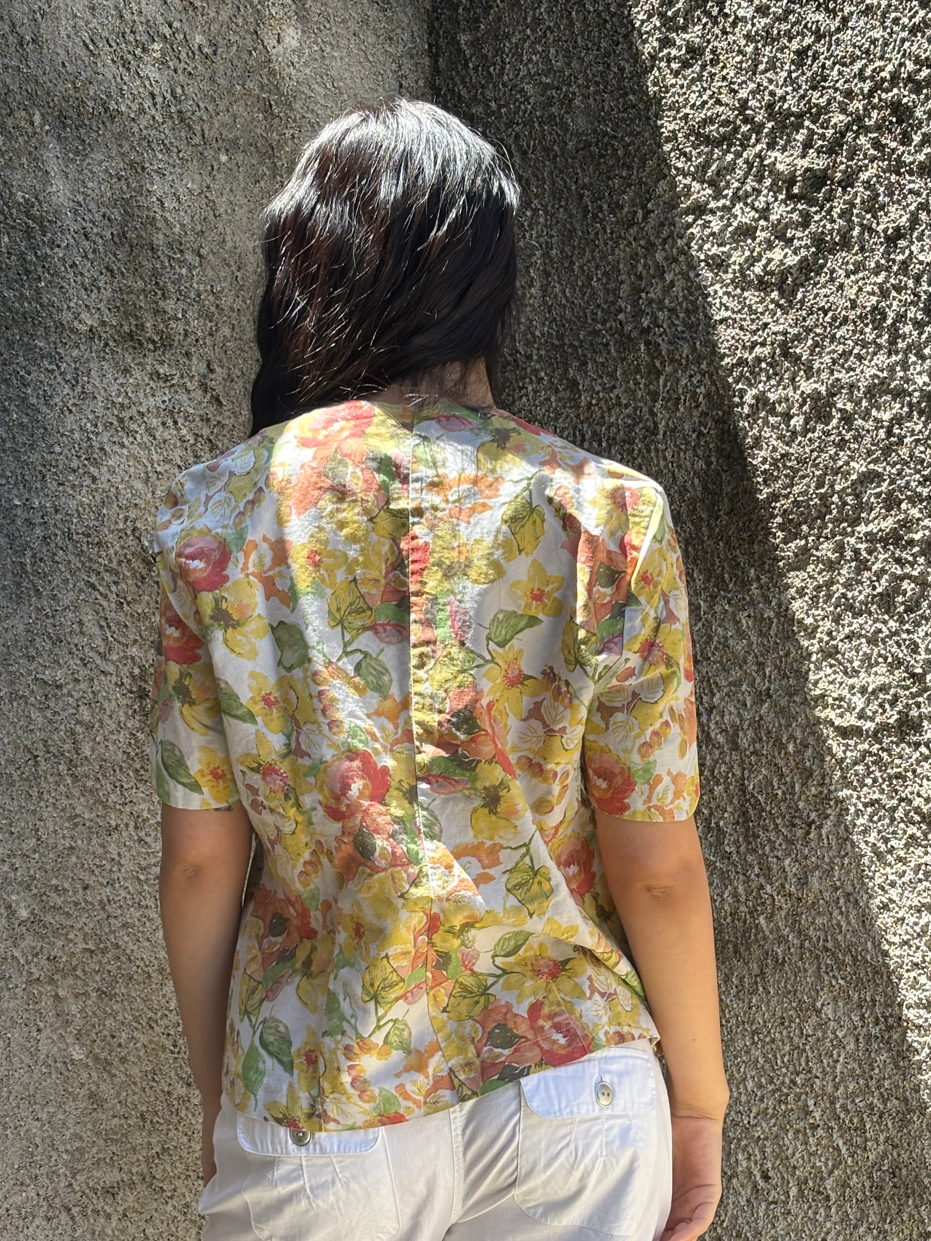 Camicia Donna Vintage Floreale in Lino e Cotone