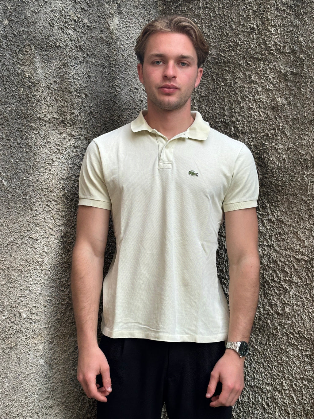 Polo Lacoste Uomo Avorio con Logo Ricamato – Regular Fit