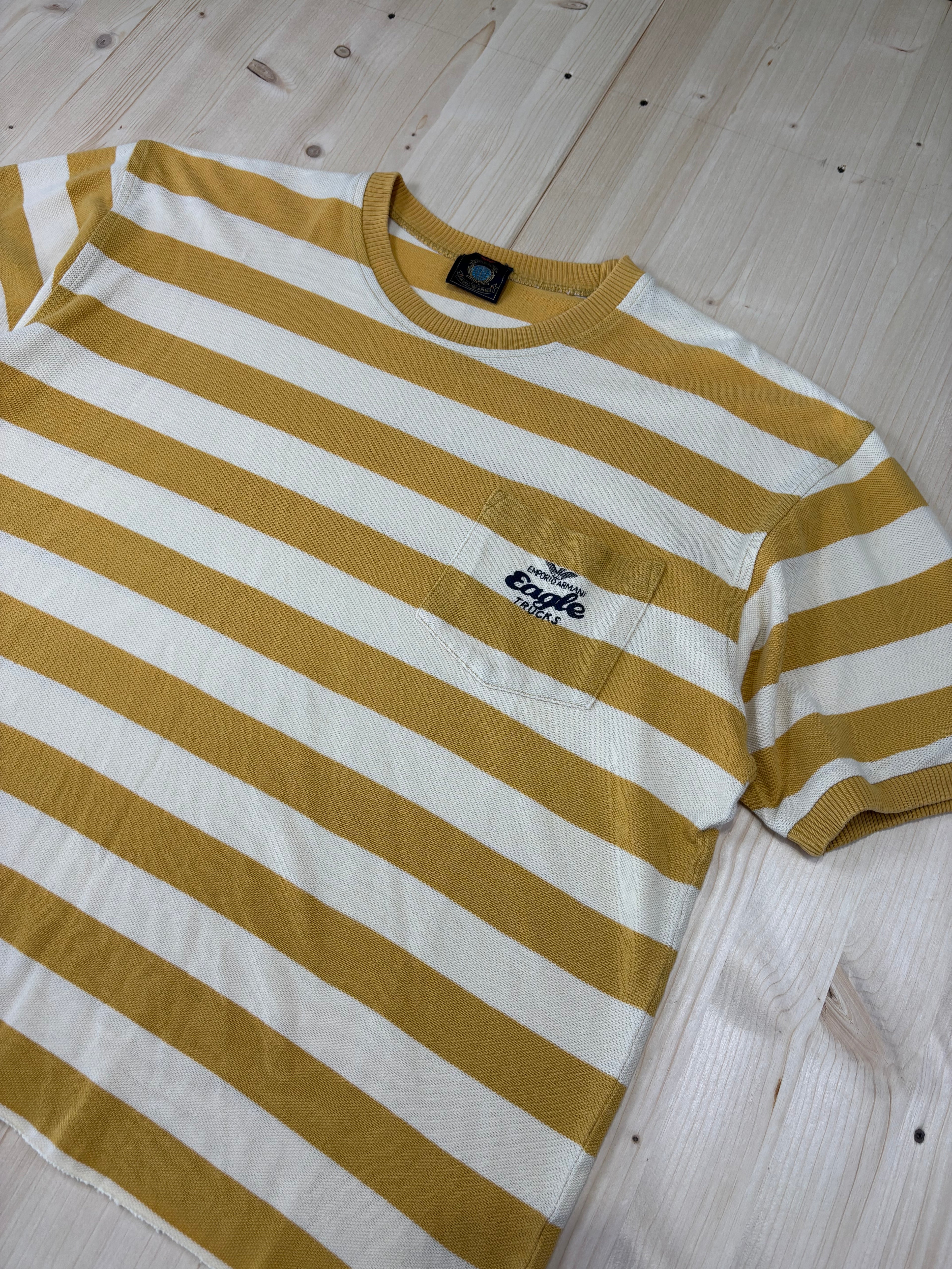 T-shirt Crop Emporio Armani Y2K Vintage a Righe