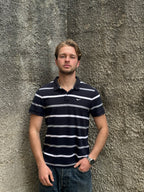 Polo Nike Uomo Nera a Righe con Logo Ricamato – Regular Fit